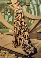 Digital Printed Satin Saree with Unstiched Blouse