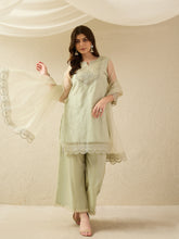 Elegant Organza Embroidered Kurta Set with Palazzo & Dupatta