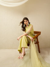 Lemon Yellow Embroidered Kurta with Palazzo and Dupatta