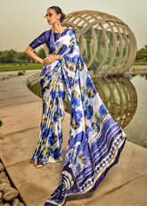 Digital Printed Satin Saree with Unstiched Blouse