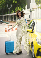 Digital Printed Satin Saree with Unstiched Blouse