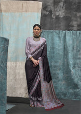 Digital Printed Satin Saree with Unstiched Blouse