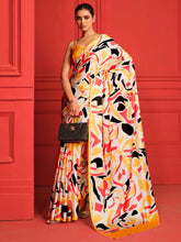 Digital Printed Satin Saree with Unstiched Blouse