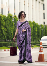 Digital Printed Satin Saree with Unstiched Blouse