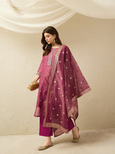 Dusky Pink Embroidered Kurta Set with Dupatta for Women