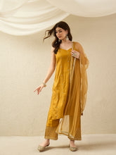 Mustard Yellow Embellished Kurta Set with Dupatta