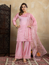 Pink Kurta, Palazzo and Dupatta Set