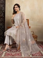 Elegant Cream Embroidered Kurta Set with Organza Dupatta | Festive & Party Wear Ethnic Outfit