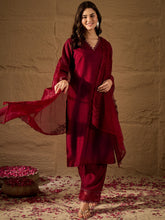 Elegant Maroon Kurta Pant Set with Dupatta