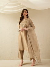 Elegant Gold Embroidered Kurta Set with Dupatta