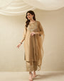 Festive Gold Embroidered Straight Kurta Set