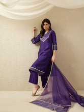 Elegant Purple Kurta Set with Sheer Dupatta