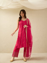 Pink Embellished Kurta Set with Dupatta