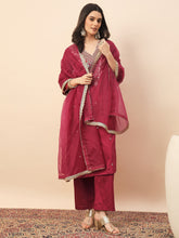 Rani Pink Embroidered Kurta Set with Dupatta for Women | Festive & Wedding Wear Ethnic Suit