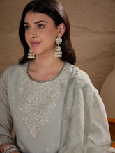 Elegant Pistachio Green Embroidered Kurta Set with Dupatta for Women | Festive & Ethnic Wear