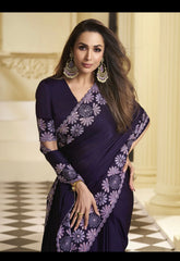Deep Violet Heavy Blooming Rangoli Saree