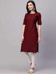 Solid Cotton Blend Kurta.