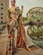 Digital Printed Satin Saree with Unstiched Blouse.