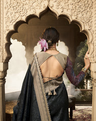 Jacquard Banrasi Silk Saree with Unstitch Blouse Piece.