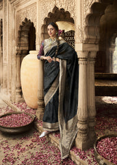 Jacquard Banrasi Silk Saree with Unstitch Blouse Piece.