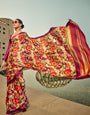 Digital Printed Satin Saree with Unstiched Blouse.