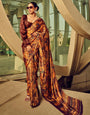 Digital Printed Satin Saree with Unstiched Blouse.