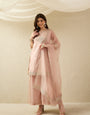 Elegant Organza Embroidered Kurta Set with Palazzo & Dupatta