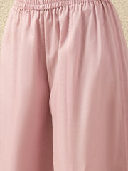 Lilac Pink Embroidered Kurta with Palazzo and Dupatta