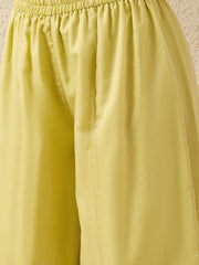 Lemon Yellow Embroidered Kurta with Palazzo and Dupatta