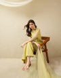 Lemon Yellow Embroidered Kurta with Palazzo and Dupatta