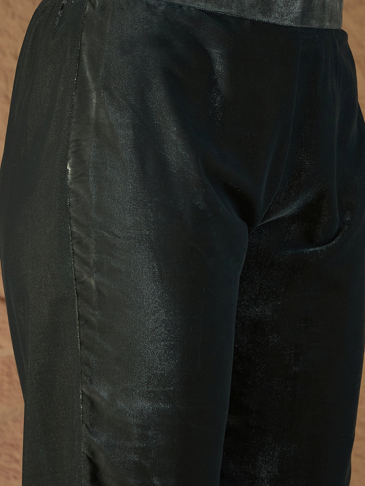 Teal Green Velvet Embroidered Kurta, Pant and Dupatta Set