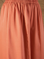 Elegant Peach Embroidered Kurta Palazzo Set with Dupatta for Women