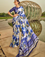 Digital Printed Satin Saree with Unstiched Blouse.