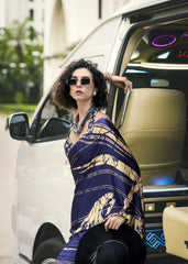 Digital Printed Satin Saree with Unstiched Blouse.