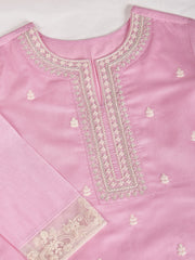 Soft Pink Color Chanderi Cotton Silk Kurta Set