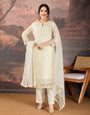 Off-White Color Chanderi Cotton Silk Kurta Set