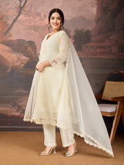 Off-White Color Chanderi Cotton Silk Kurta Set