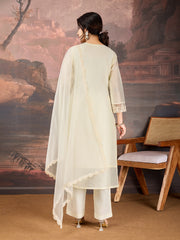 Off-White Color Chanderi Cotton Silk Kurta Set