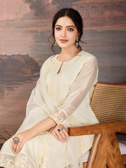 Off-White Color Chanderi Cotton Silk Kurta Set