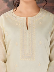 Off-White Color Chanderi Cotton Silk Kurta Set