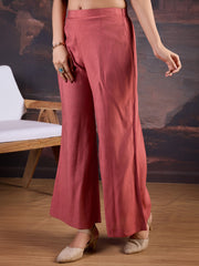 Silk Blend Sleeveless Kurta, Palazzo and Dupatta Set.