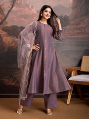 Chanderi Cotton Silk Flared Kurta Set