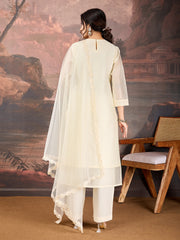 Ivory Chanderi Cotton Silk Kurta Set