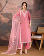 Rose Pink Chanderi Cotton Silk Kurta Set