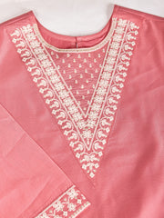 Rose Pink Chanderi Cotton Silk Kurta Set