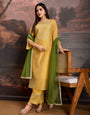 Mustard Color Chanderi Cotton Silk Kurta Set