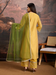 Mustard Color Chanderi Cotton Silk Kurta Set