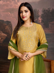 Mustard Color Chanderi Cotton Silk Kurta Set