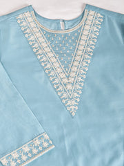 Sky Blue Chanderi Cotton Silk Kurta Set