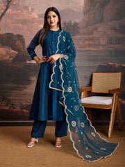 Chanderi Cotton Silk Flared Kurta Set